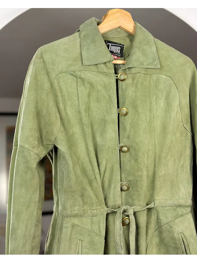 Chaqueta de cuero verde  2