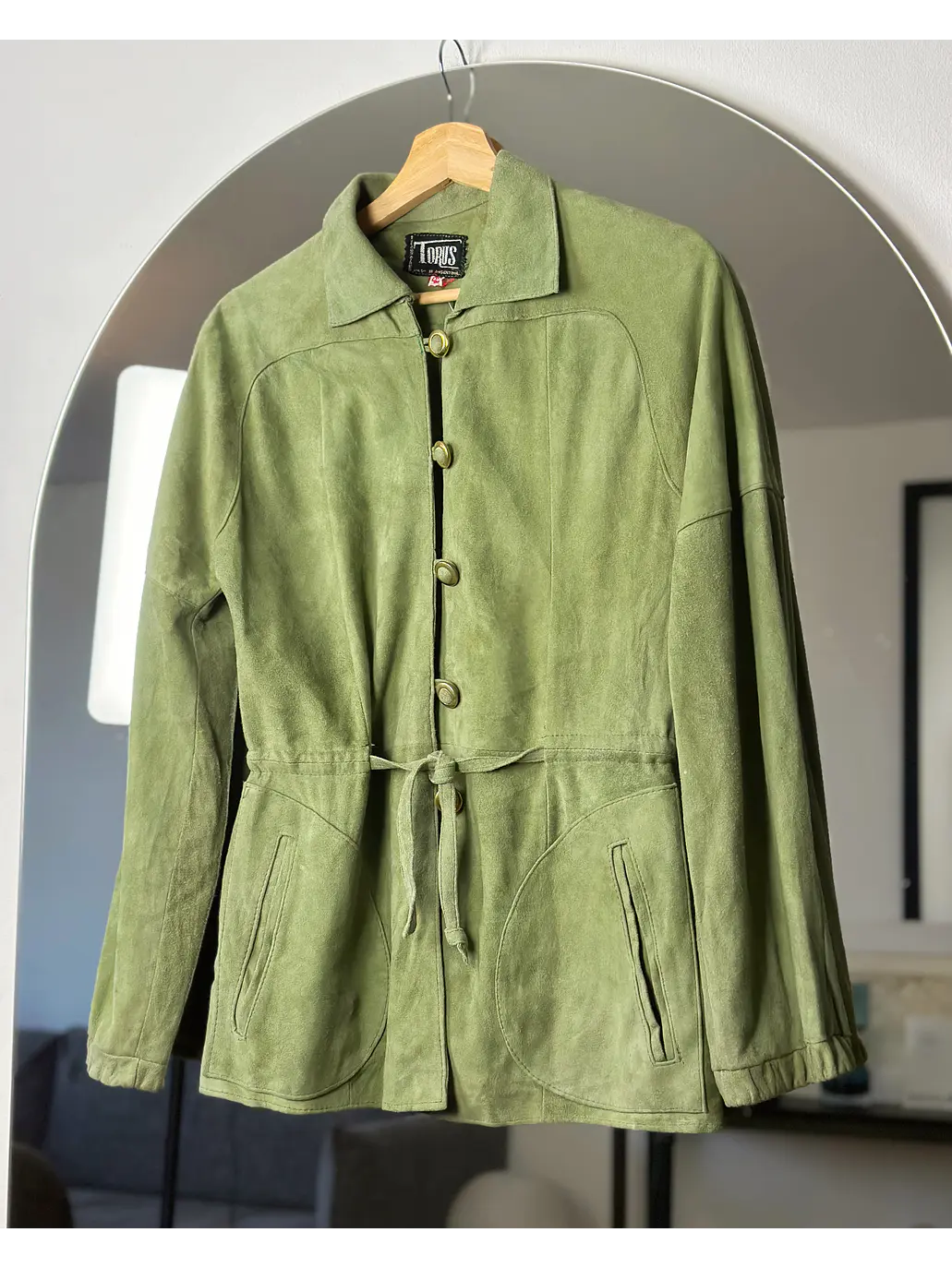 Chaqueta de cuero verde  4
