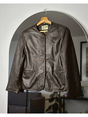 Chaqueta de cuero café