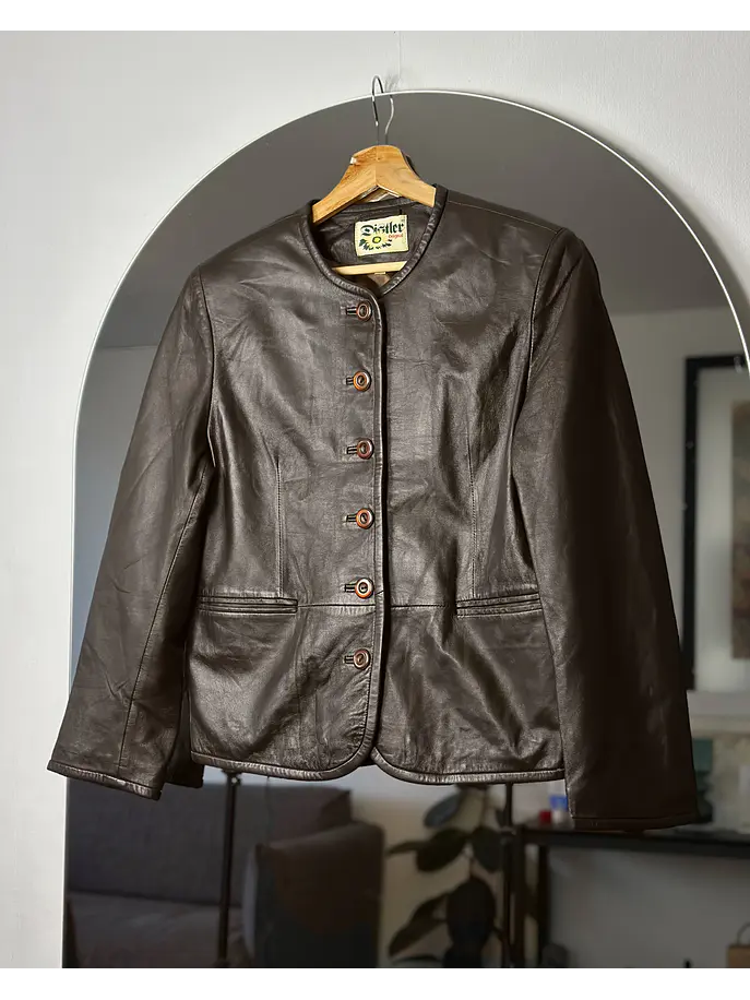 Chaqueta de cuero café 1