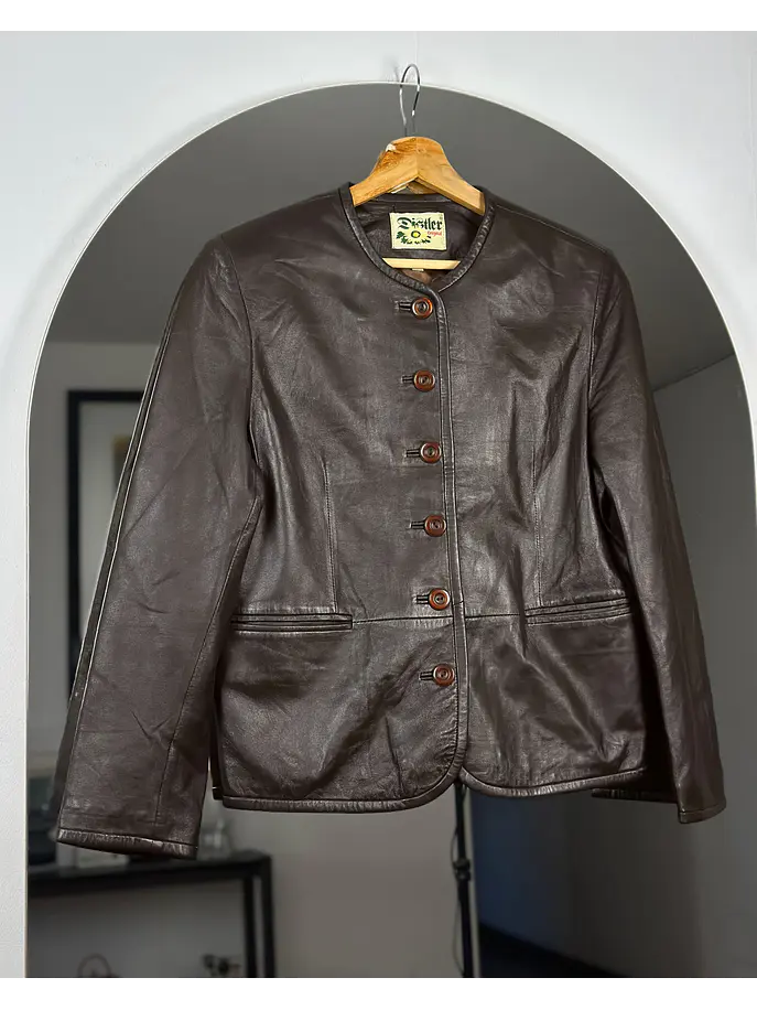 Chaqueta de cuero café 2