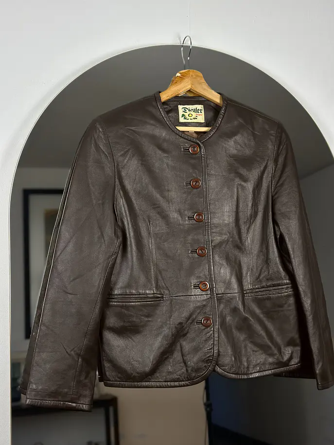 Chaqueta de cuero café 3
