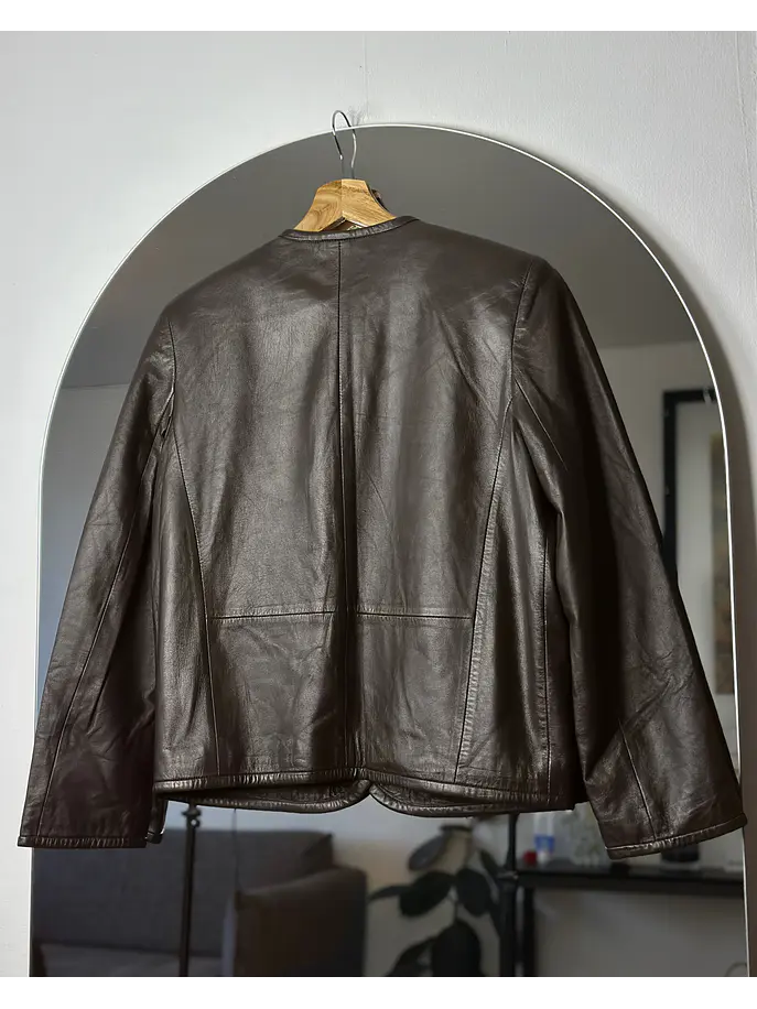 Chaqueta de cuero café 4