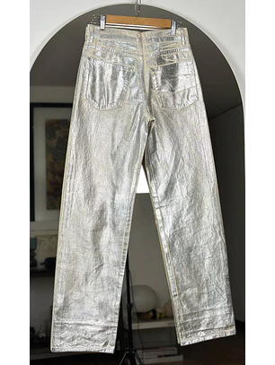 Pantalón de mezclilla metalizado