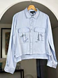 Camisa celeste satinada - Miniatura 5