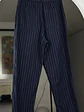 Pantalón azul rayado lino y algodón  - Miniatura 4