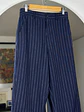 Pantalón azul rayado lino y algodón  - Miniatura 8