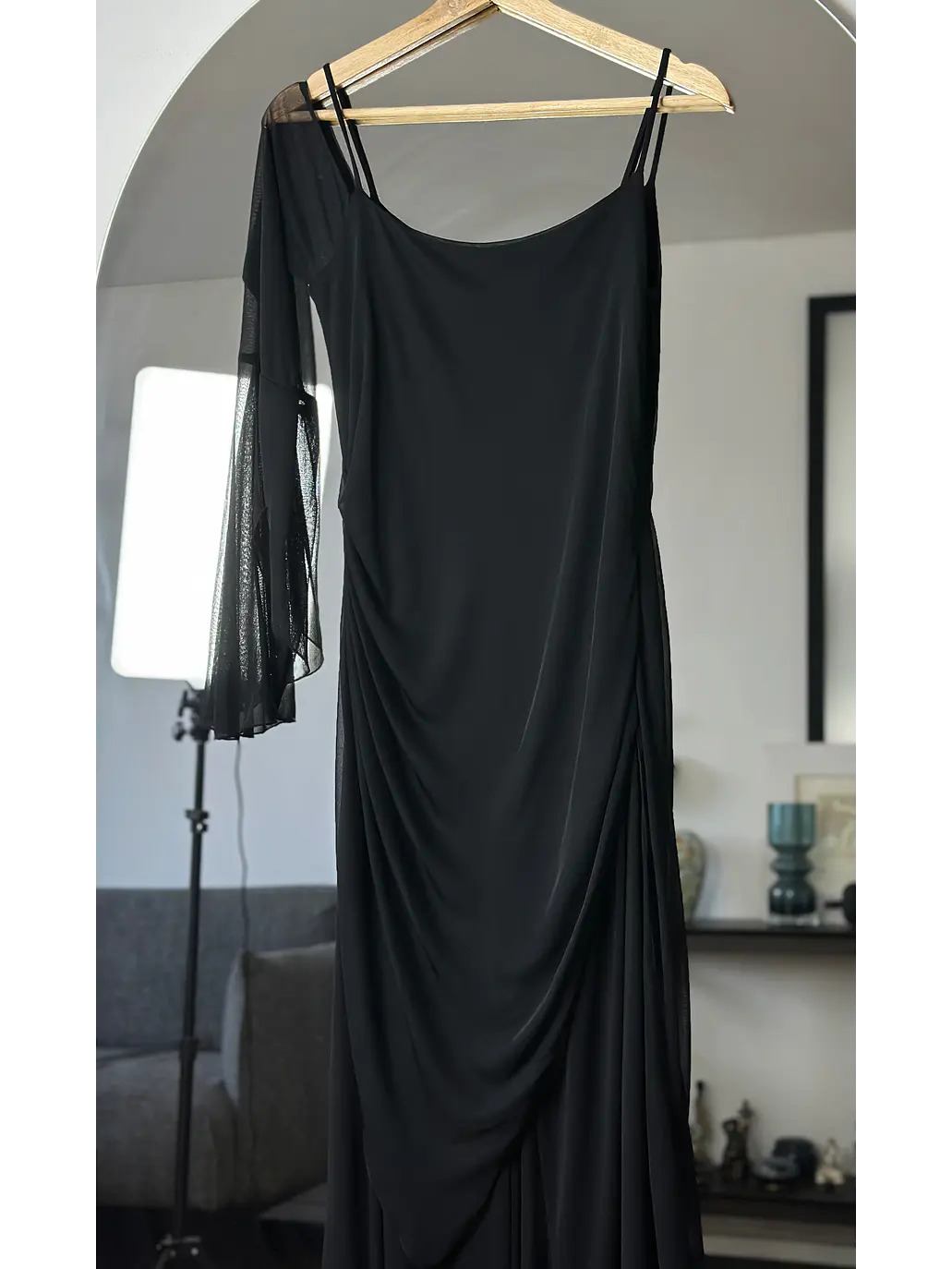 Enterito negro con mesh drapeado 2