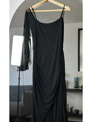 Enterito negro con mesh drapeado