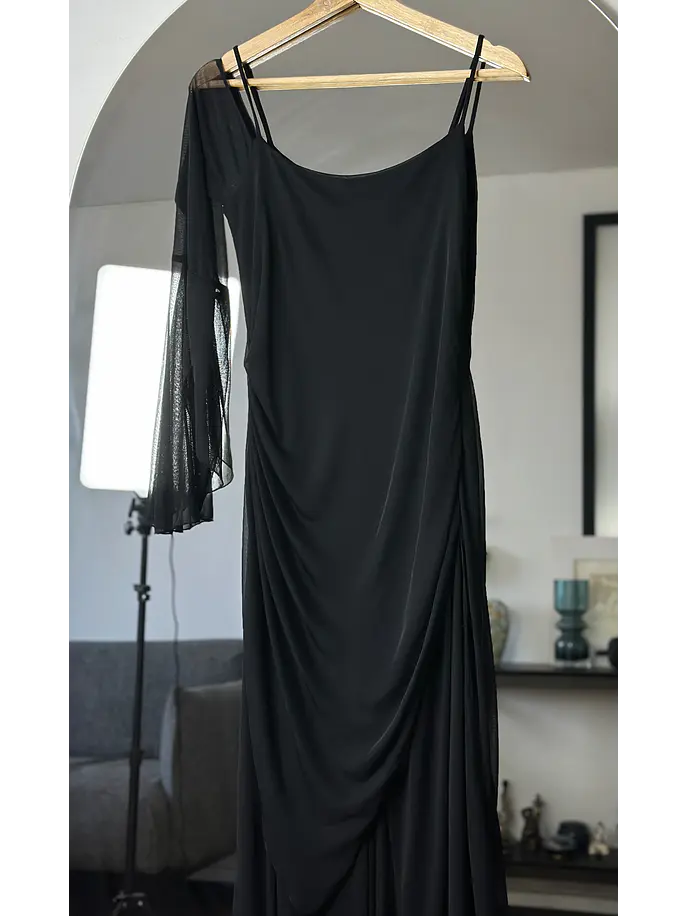 Enterito negro con mesh drapeado 2