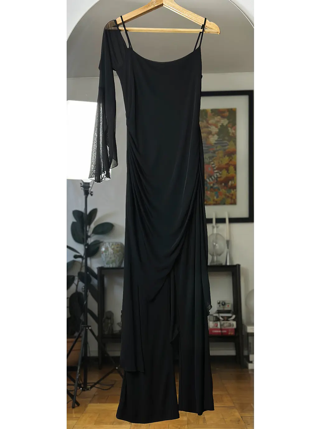 Enterito negro con mesh drapeado 4