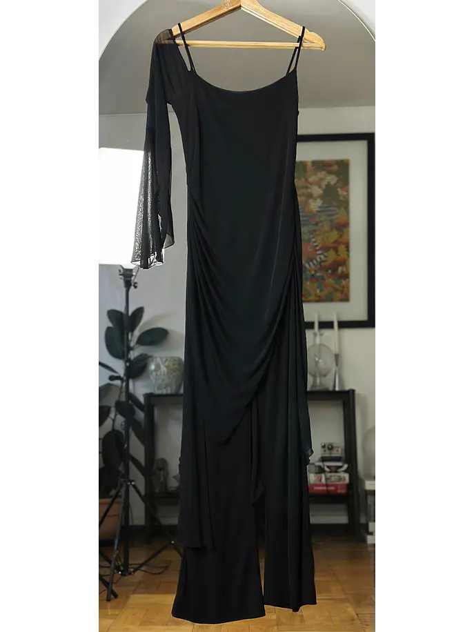Enterito negro con mesh drapeado 4