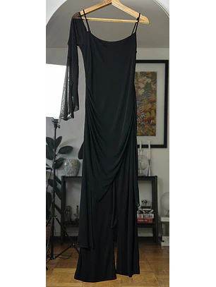 Enterito negro con mesh drapeado