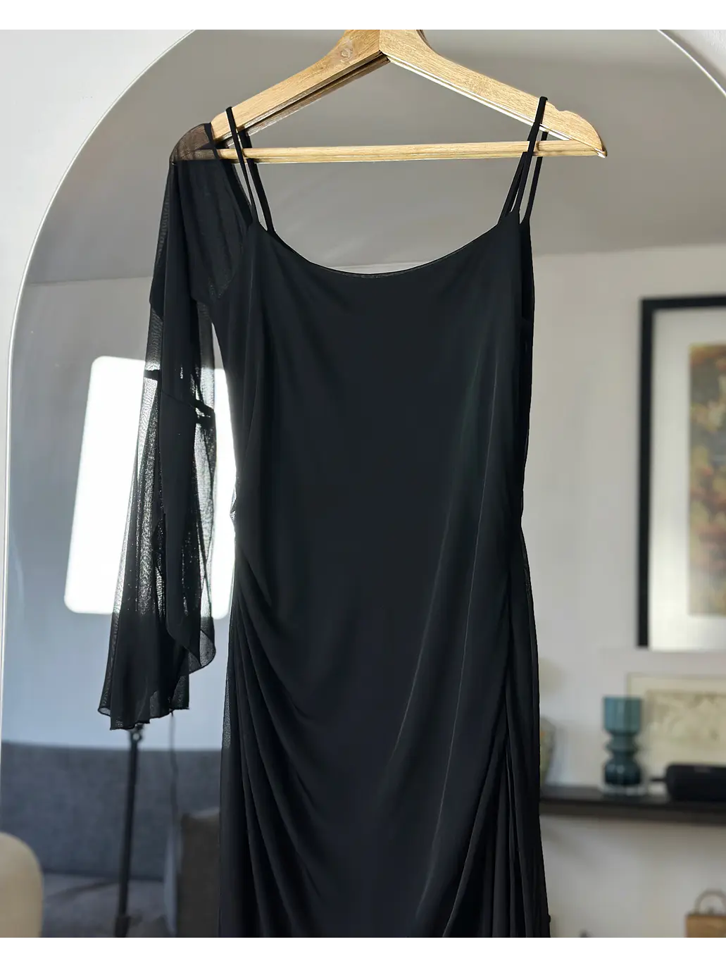Enterito negro con mesh drapeado 3