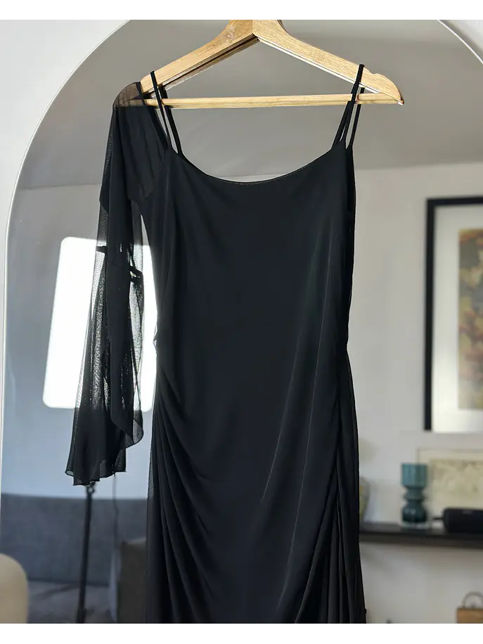Enterito negro con mesh drapeado 3
