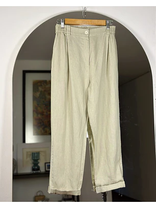 Pantalón lino beige