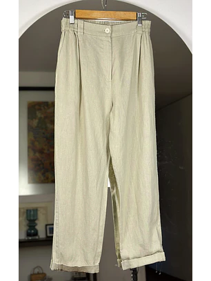 Pantalón lino beige