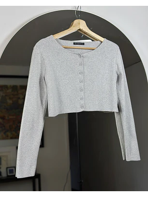 Top crop gris algodón 