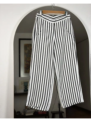 Pantalón de lino rayado