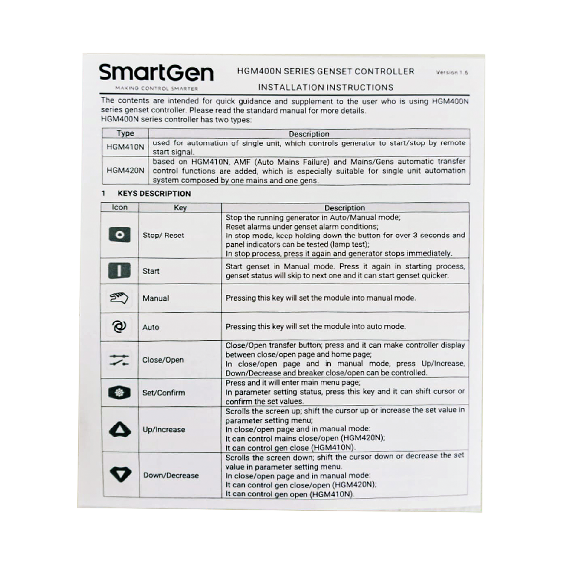 HGM420N Controlador Smartgen 4