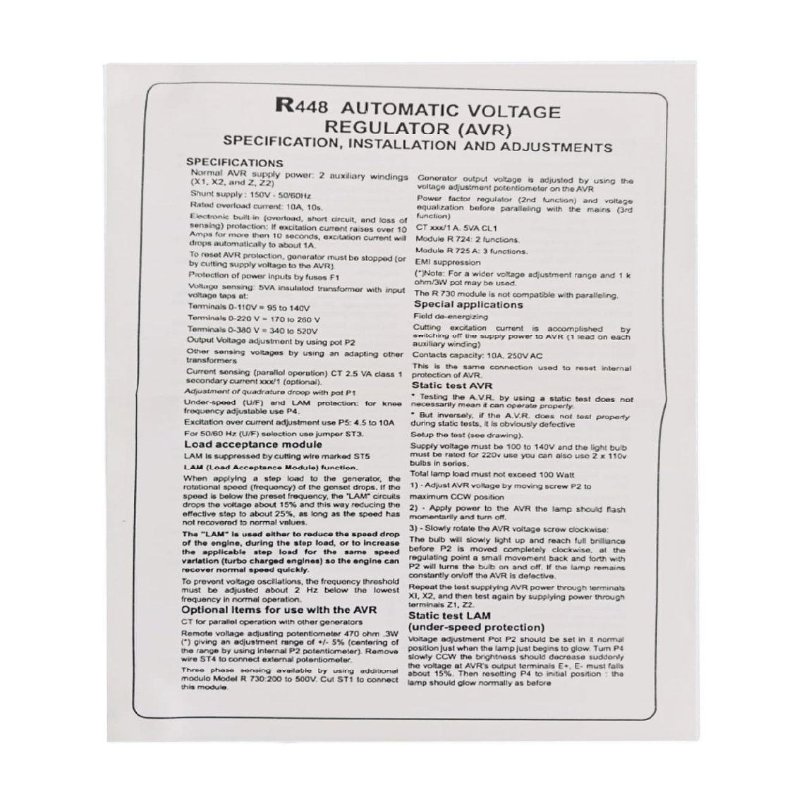 R448 Tarjeta Reguladora de Voltaje AVR Genérica 6