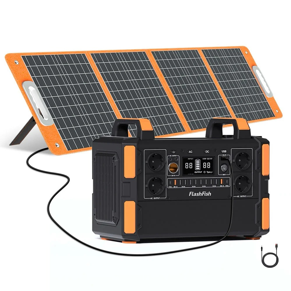 F132 + Panel 200W Kit Estación de Energía Portátil FlashFish + Panel solar de 200W 1