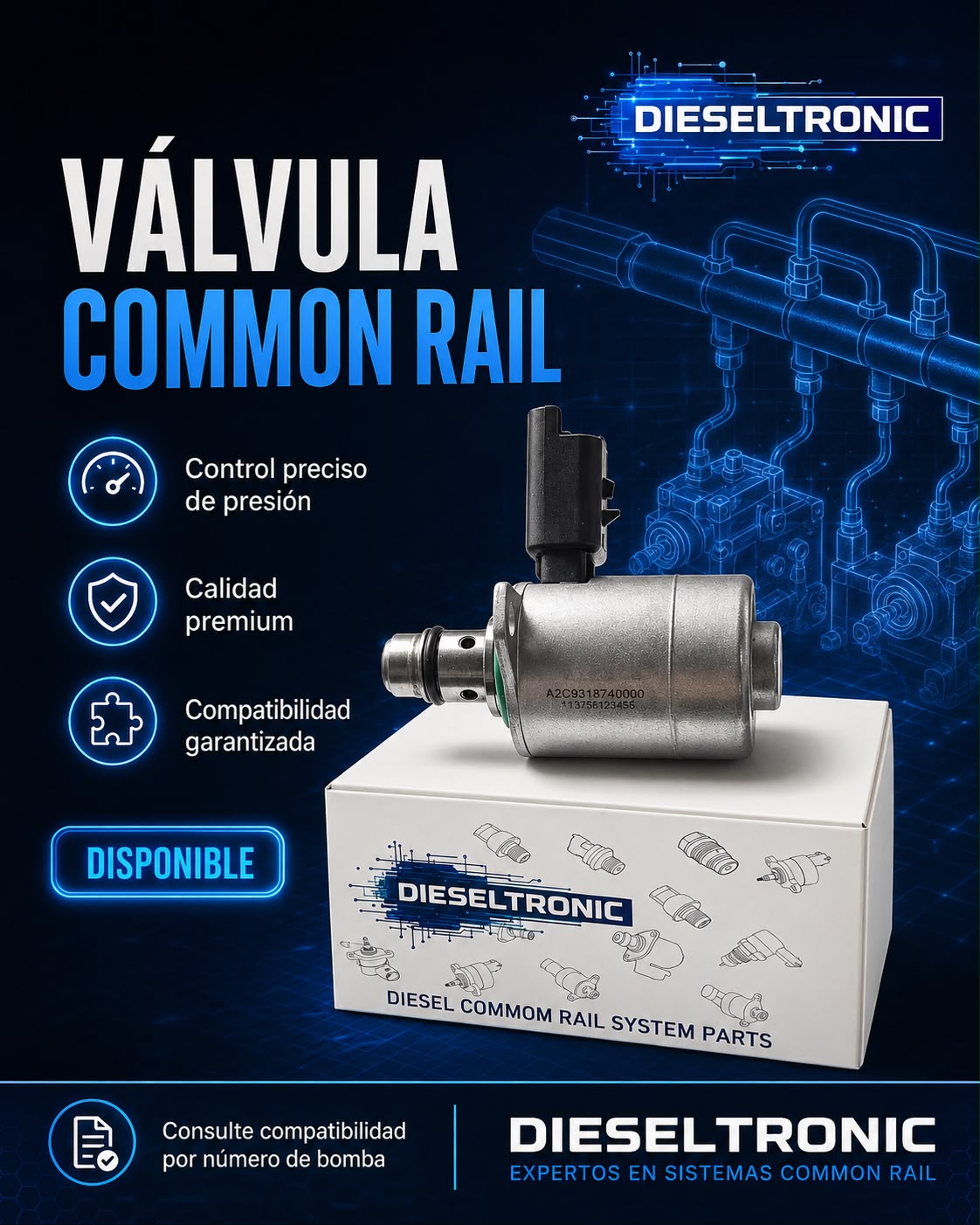 VALVULA REGULADORA DE PRESION VCV COD. SIEMENS VDO A2C9318740080 / BK2Q9B395BA-AA 1