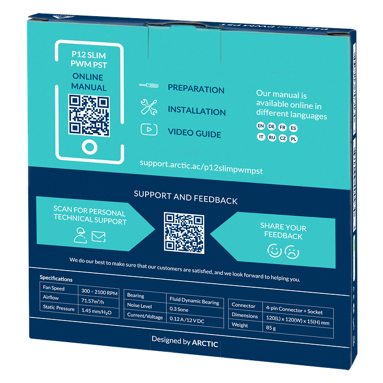 Ventilador Arctic P12 Slim PWM PST 120mm  5