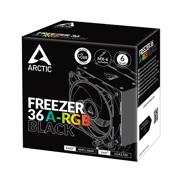 Cooler CPU Arctic Freezer 36 A-RGB Negro Doble ventilador  6