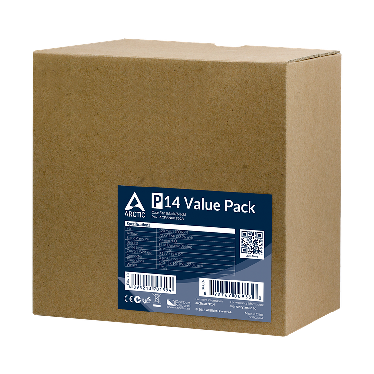 Ventiladores Arctic P14 (Pack 5 unidades) 140mm 2