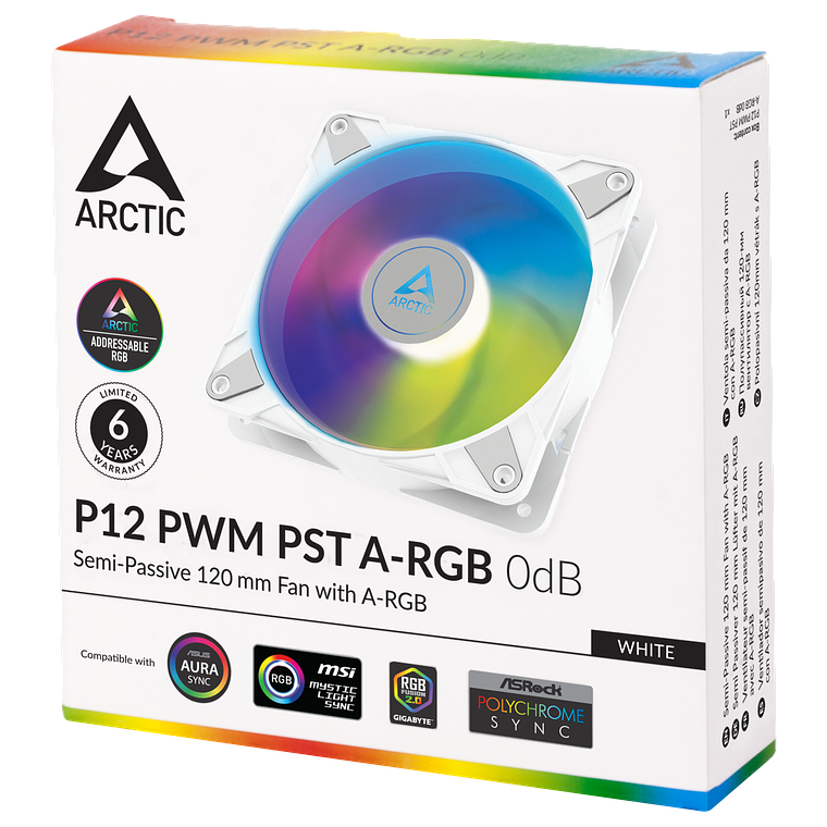 Ventiladores Arctic P12 PWM PST A-RGB 120mm (Blanco) 4