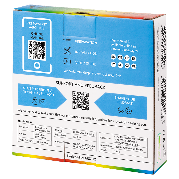 Ventiladores Arctic P12 PWM PST A-RGB 120mm (Blanco) 5