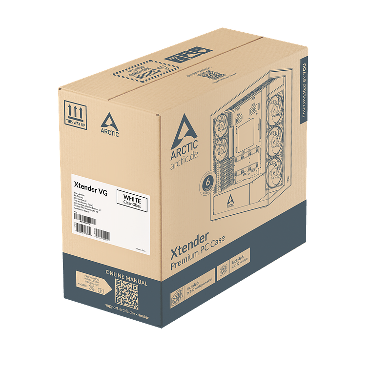 Gabiente Arctic Xtender Vidrio Blanco VG Templado Incluye 5 Ventiladores Pre instalados 8