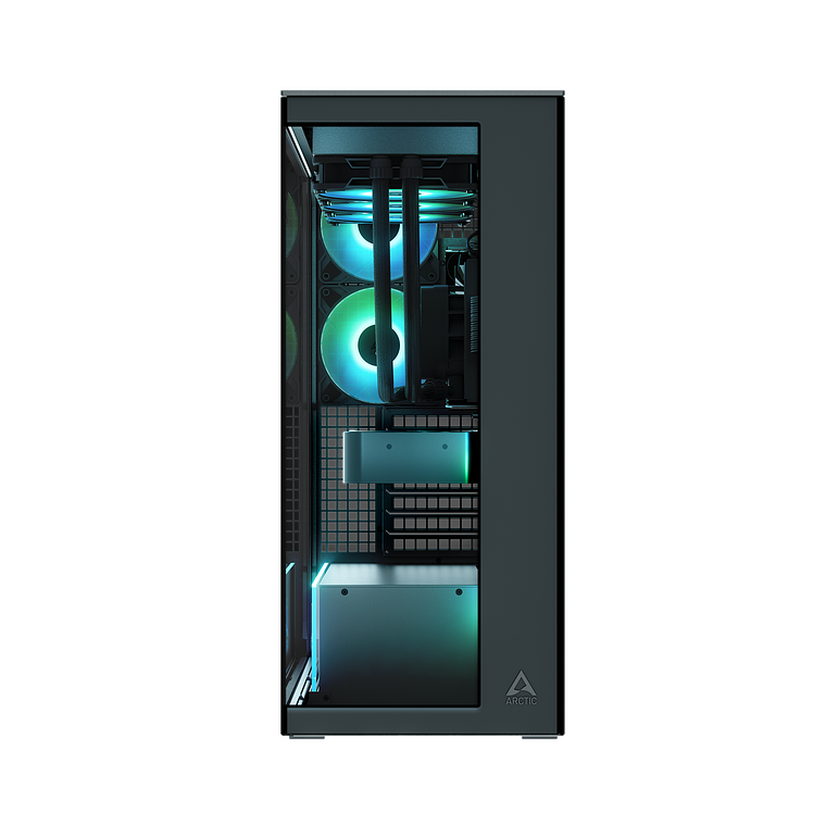 Gabinete Arctic Xtender Vidrio Negro Templado Incluye 5 Ventiladores Pre instalados 4