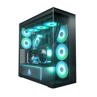 Gabinete Arctic Xtender Vidrio Negro VG Templado Incluye 5 Ventiladores Pre instalados