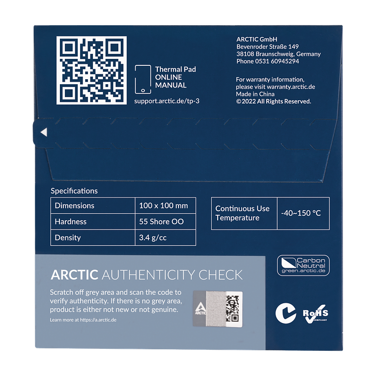 Thermal pad Arctic TP-3 100x100mm (0.5mm, 1.0mm y 1.5mm) 3