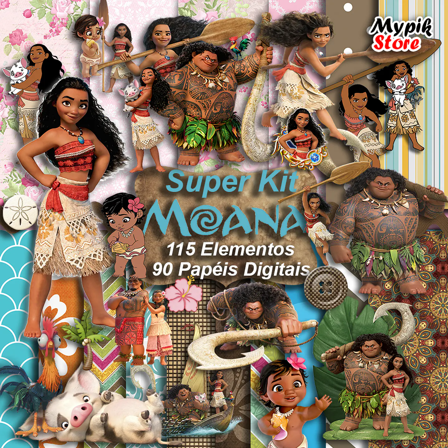 Kit de impresión Moana Digital Scrapbook 1