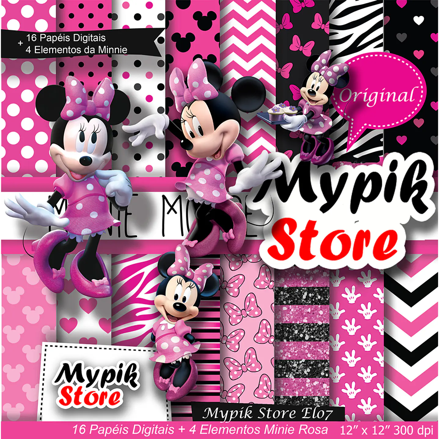 Kit de impresión digital Minnie rosa 1