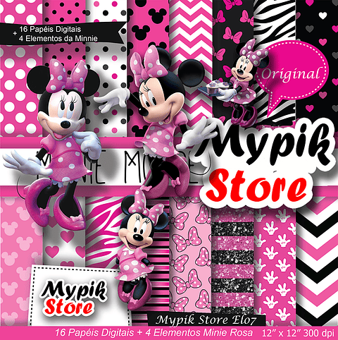 Kit Digital para imprimir Minnie Rosa 