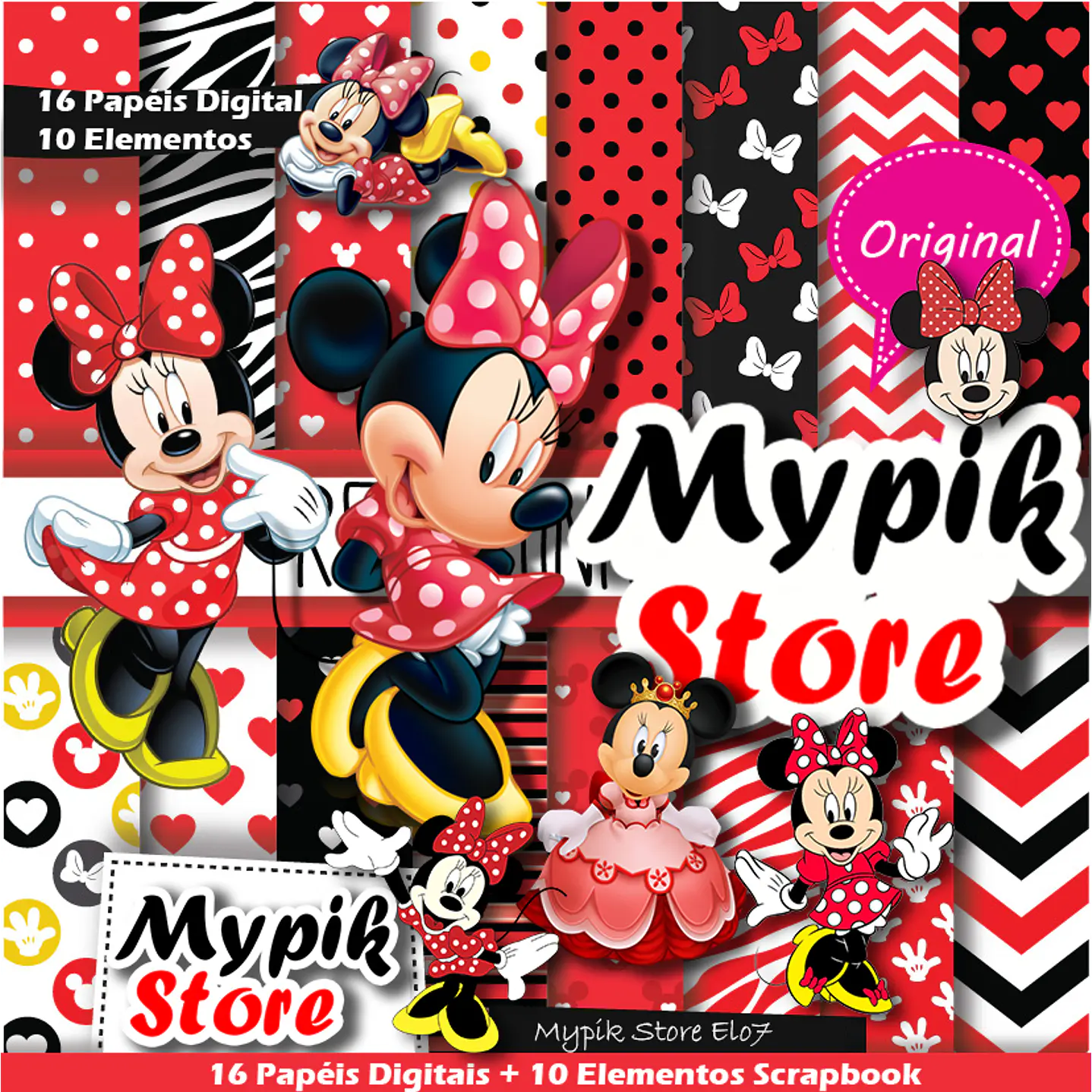 Kit Digital Minnie Roja Scrapbook - 54 1
