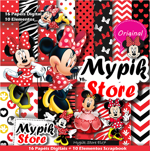 Kit Digital Minnie Vermelha Scrapbook - 54