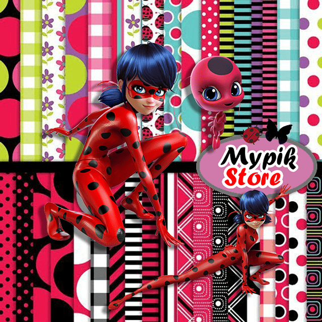 Kit Papel Digital Miraculous - Ladybug