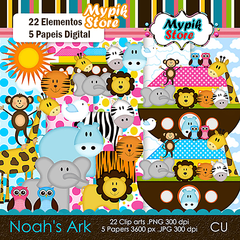Kit Digital Arca de Noé Scrapbook - 03