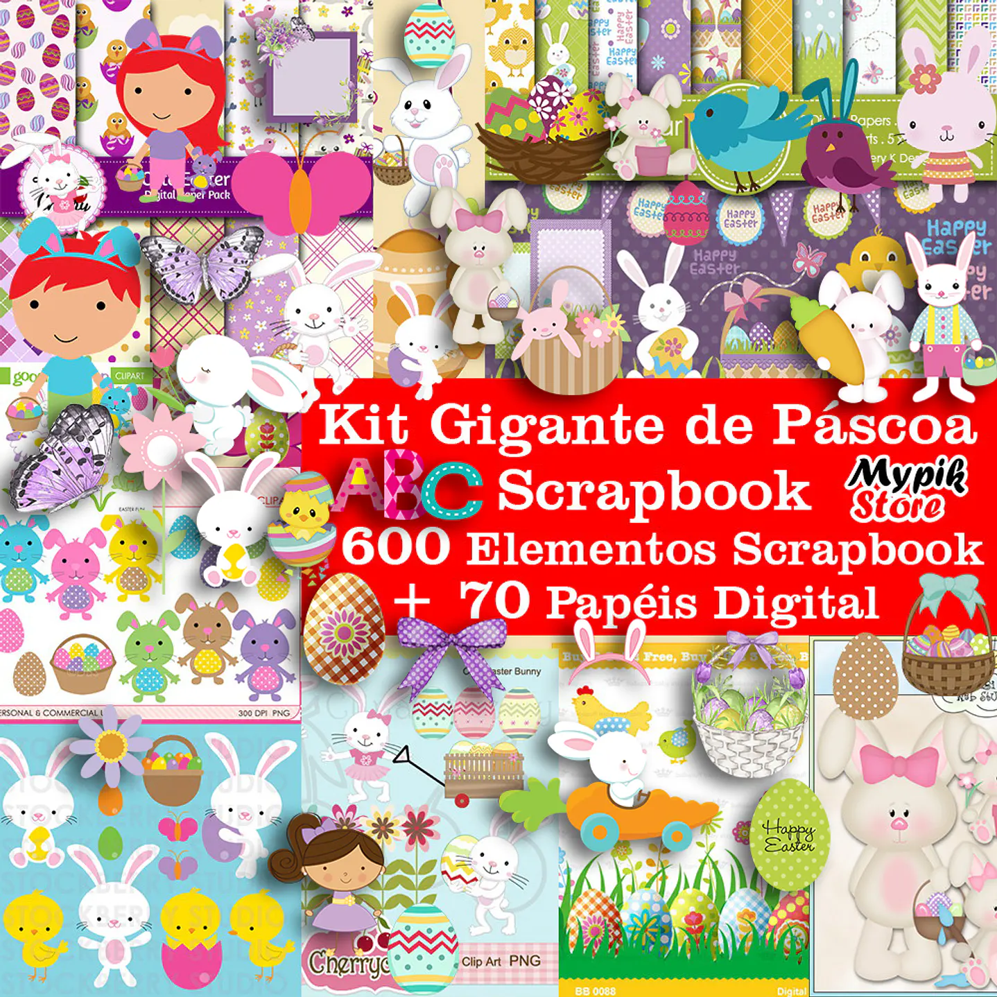 Kit Digital Scrapbook Pascoa + Completo 1