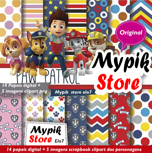 kit Papel Digital Patrulha Canina - 12