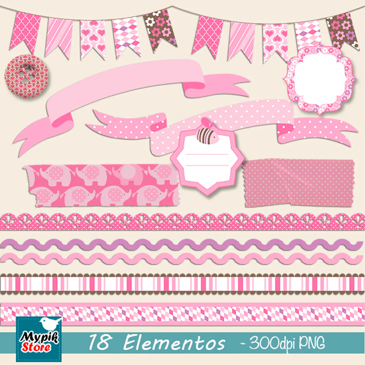 Kit Digital Fitas Tags Scrapbook  1