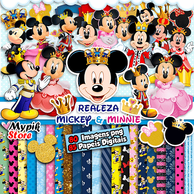 Kit Digital Mickey e Minnie Realeza
