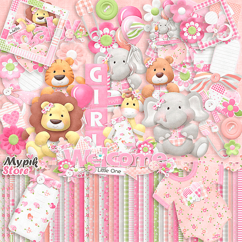 Kit Papeles Digitales Baby Shower Niña Rosa