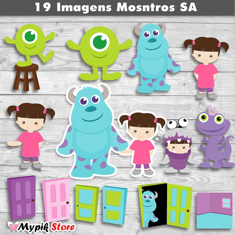 Kit Digital Imágenes Monsters S.A Cutes - 01