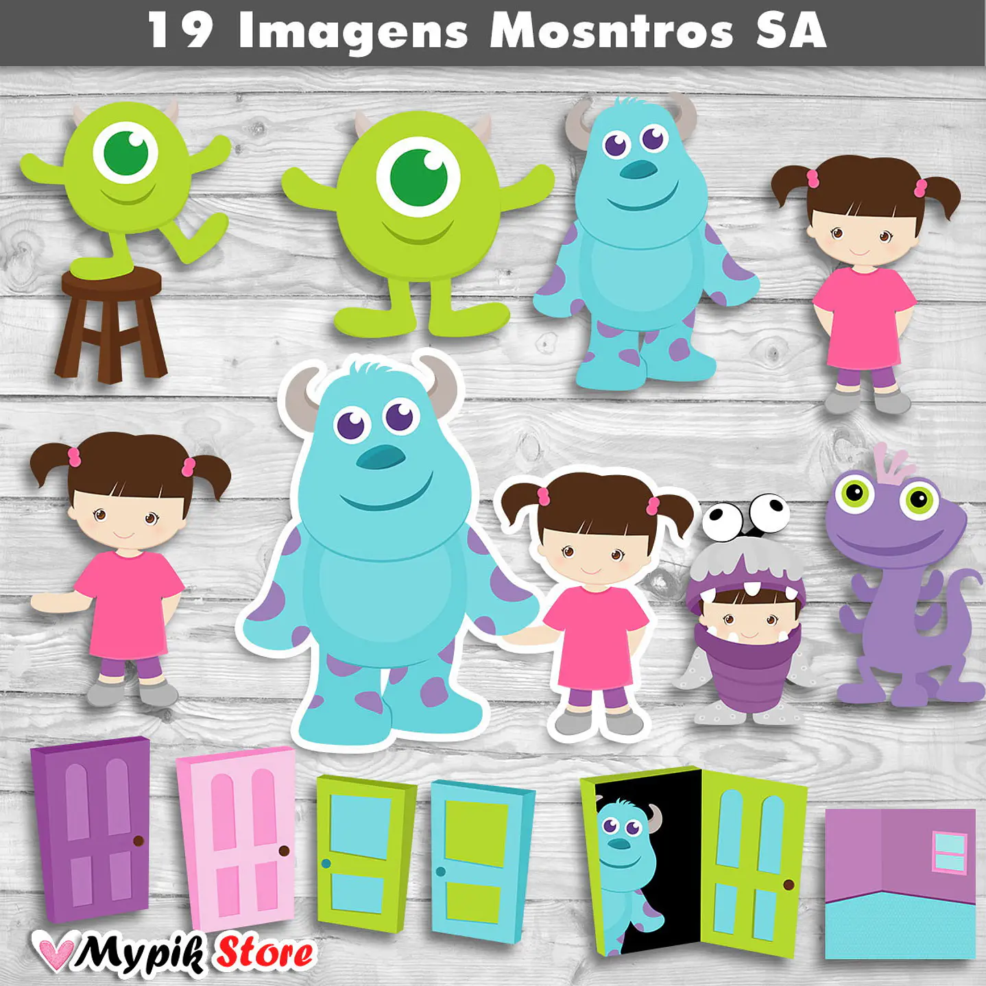 Kit Digital Imagens Monstros S.A Cutes - 01 1
